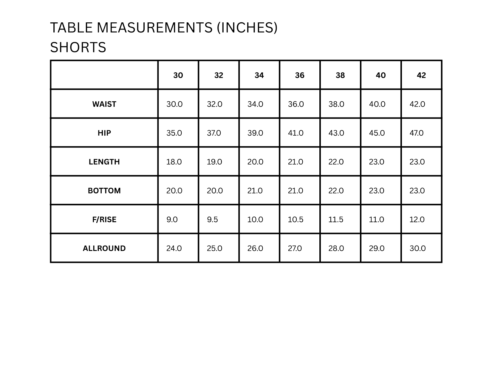 Size ChartPremium Linen Shorts